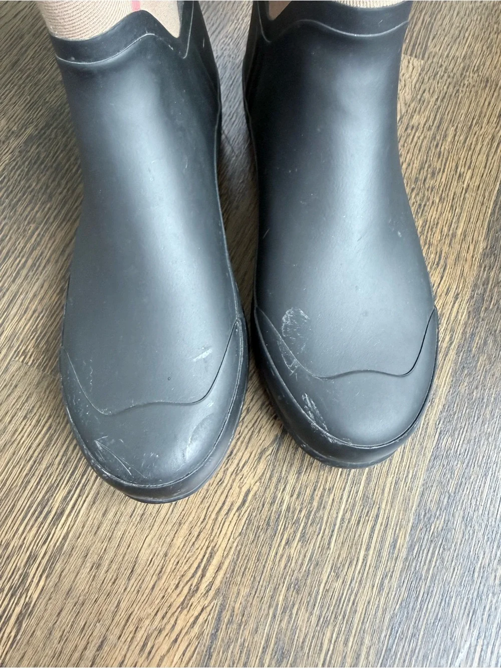 Burberry Black and Beige Plaid Women's Rain Boots